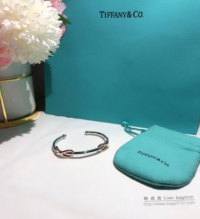 Tiffany純銀飾品 蒂芙尼女士專櫃爆款Infinity開口手鐲 Tiffany八字繩結分色電鍍手鐲  zgt1690